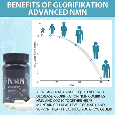طول عمر 600mg مکمل Nmn خالص کپسول افزایش انرژی