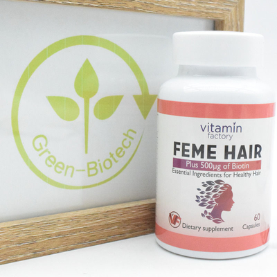 OEM ODM Feme Hair Vitamin HACCP 60 کپسول در هر بطری برای رشد مو